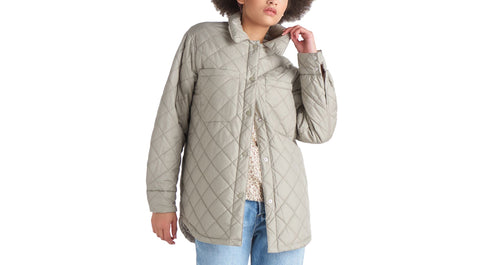 Black Tape Womens Quilted Light Puffer Shacket